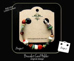 the bracelet is made with glass beads and metal findings, which are handmade by bead & card holder