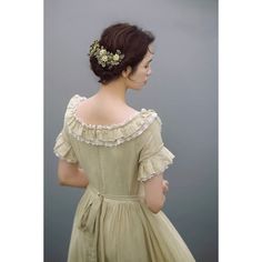 For a noble and elegant young lady, like a sparkling jewel in a palace. A retro dress that reminds you of the season of fresh greenery. The neckline and cuffs are decorated with lace embroidery and ruffles. The way she sways gently and gracefully is captivating. 
 
 ＜Size＞ 
 
 S size 
 
 Length: 121cm 
 Shoulder width: 35cm 
 Bust: 84cm 
 Waist: 70cm 
 
 Sleeve length: 18cm 
 
 M size 
 
 Length: 122cm 
 Shoulder width: 36cm 
 Bust: 88cm 
 Waist: 74cm 
 
 Sleeve length: 18cm 
 
 L size 
 
 Lengt Summer Bridesmaid Lace Dress With Ruffles, Green Gown For Spring Garden Party, Cottagecore Lace Trim Dress For Party, Cottagecore Lace Trim Party Dress, Fancy Dress With Ruffles, Fitted Lace Dress For Dress-up In Spring, Elegant Green Dress For Fancy Occasions, Princess Style Fitted Summer Gown, Summer Princess Style Fitted Gown