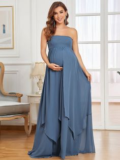 If you want to feel comfortable and beautiful then this maternity dress is for you. This stunning and glamorous maternity dress features an A-line silhouette, floor-length, a deep V-neck, and frenulum knotting on shoulders. Fit: Please refer to Size Chart. Closure: It is Concealed a Zipper Up The Back. Undergarments: It is Not Padded, with No Lining. Fabric: The garment comprises Polyester. Stretch: Fabric is No Stretch. Spring Party Maternity Dress In Chiffon, Spring Party Chiffon Maternity Dress, Fitted Maternity Bridesmaid Dress For Summer, Fitted Chiffon Maternity Dress, Flowy Maternity Dress For Bridesmaid In Spring, Flowy Maternity Bridesmaid Dress For Spring, Summer Maternity Bridesmaid Dress, Summer Bridesmaid Maternity Dress, Summer Solid Color Maternity Dresses