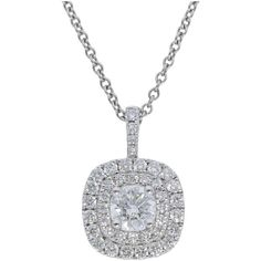 Sofer Jewelry - Double Halo Diamond Pendant in 14K White Gold Timeless Formal Jewelry With Lab Grown Diamonds, Dazzling Platinum Diamond Necklace With Pave Setting, Formal Jewelry With Halo Design, Luxury Diamond Necklace With Brilliant Cut For Formal Events, Elegant 14k White Gold Halo Jewelry, Elegant 14k White Gold Jewelry With Halo Design, Refined Lab Grown Diamond Jewelry For Formal Occasions, Formal 14k White Gold Jewelry With Halo Design, Platinum Necklace With Pave Setting For Formal Occasions