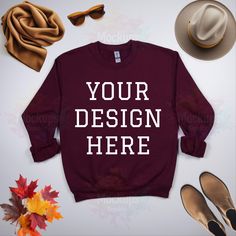 Maroon Sweatshirt, Sweatshirt Mockup, Xmas Sweater, Fall Design, Mockup Design, Christmas Sweatshirts, Mock Up, Design Store, Festival Season