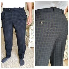 "Retro Pants Mens Pants Checkered Pants Green Plaid Pants Vintage Tartan Pants Golf Pants Disco Pants L plaid bottom plaid Trousers 54% polyester 44 % wool 2% elasthane Please refer to photos for details of condition. height of the man in the photo - 187 cm Condition: very good vintage Measurements: Length: 107 cm/42.1\" Inseam: 82 cm/32.3\" Waist 88 cm/ 34.6\" Hips: 112 cm/ 44.1\" Rise: 29 cm/ 11.4\" Size: L note The color on the pictures may vary due to monitor settings and light reflections. Tailored Casual Plaid Pants, Classic Plaid Bottoms For Business Casual, Tailored Plaid Casual Bottoms, Classic Plaid Pants With Welt Pockets, Formal Plaid Trousers, Classic Plaid Bottoms With Pockets, Plaid Business Pants With Welt Pockets, Plaid Pants With Welt Pockets For Business, Classic Plaid Bottoms With Welt Pockets