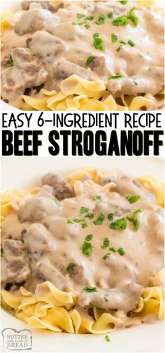 beef stroganoni with gravy and parsley on top