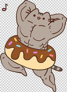 an elephant holding a donut with sprinkles and music notes in the background