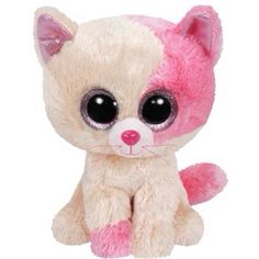 a small pink and white cat with big eyes