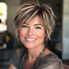 Short Hair Cuts With Side Bangs, Women’s Layered Short Hairstyles, How To Grow Out A Pixie Cut, Short Spiky Haircuts For Women Over 50, Short Hairstyles For Thick Hair Over 50, "bixie" Hairstyles, Short Haircut Side Part, Short Hair With Layers 2024, Choppy Short Haircuts