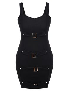 Plus Size Buckle Detail Bodycon Dress - Black - 3L80283315 - Women's Clothing, Plus Size Women's Clothing  #PlusSizeWomensClothing #Women's #Clothing # #Plus #Size #Women's #Clothing Party Dresses Black, Short Dress Women, Plus Size Dresses For Women, Plus Size Bodycon Dresses, Plus Size Bodycon, Women Bodycon Dress, Plus Size Halloween, Halloween 2019, Cheap Womens Clothing