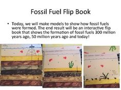 the fossil fuel flip book is shown in three different pictures, including an image of plants and