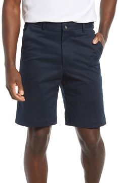 A touch of stretch and a soft enzyme wash makes an instant favorite of shorts tailored smartly with classic chino detailing from crisp cotton twill. Style Name:Vintage 1946 Men's Classic Flat Front Chino Shorts. Style Number: 6167646. Classic Fitted Bermuda Shorts With Welt Pockets, Classic Fitted Bermuda Shorts, Classic Bermuda Shorts With Welt Pockets, Classic Navy Summer Bottoms, Classic Chinos For Business Casual In Summer, Classic Bermuda Shorts For Business Casual, Classic Summer Chinos For Business Casual, Classic Shorts With Welt Pockets And Short Inseam, Classic Relaxed Fit Bermuda Shorts In Solid Color