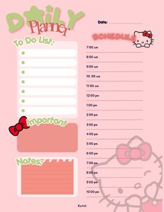 a hello kitty themed daily planner is shown