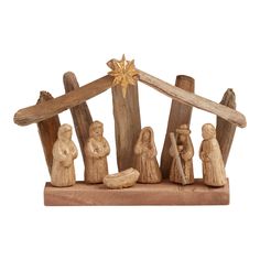 a wooden nativity scene depicting the birth of jesus