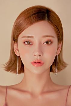 Korean Makeup Look, Korean Eye Makeup, Beauty Make-up, Short Wedding Hair, Make Up Looks, Foto Art, Hair Reference, Asian Makeup, Short Haircuts