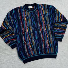 Vintage Pure Wool 3d Textured Knit Sweater Crewneck Multicolor Purely Australian Clothing Co., Made In Australia, Good Condition Measurements (Approximate): Laying Flat Not Doubled Pit To Pit: 20” Length: 26.25” Australian Clothing, Patchwork Sweater, Textured Knit Sweater, Mens Cardigan, Style Cardigan, Sweaters Crewneck, Textured Knit, Vintage Sweaters, Clothing Co