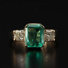 Emerald Cut Diamond CZ Engagement Ring Green Emerald 3 Stone Bridal Promise Ring Emerald Diamond Engagement Ring, Wedding Ring Art, Art Deco Emerald, Emerald Ring Engagement Diamond, May Birthstone Rings, Rings Style, Statement Rings Diamond, Art Deco Wedding Rings, Cz Rings Engagement