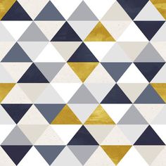 an abstract geometric pattern with gold and grey triangles