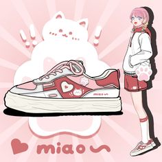 Kawaii Pink Cat Chunky Sneakers offer a unique combination of style and comfort. These sneakers feature a chunky design and a playful kawaii pink cat graphic that adds a touch of whimsy. The lightweight material allows for all-day wear, perfect for the fashion conscious. Sneakers Art, Cottagecore Dark Academia, Cottagecore Dark, Chat Kawaii, Girl Grunge, Style Kawaii, Anime Things, Anime Shoes, Sneaker Art