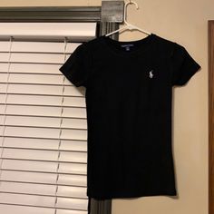 Black Sz Small T-Shirt Never Worn. Tried Ironing Today So There’s Slight Discoloration From Starch Spray! Ralph Lauren Casual Short Sleeve Tops, Ralph Lauren Casual Short Sleeve T-shirt, Casual Ralph Lauren Short Sleeve T-shirt, Fitted Black Ralph Lauren Top, Fitted Cotton T-shirt By Ralph Lauren, Ralph Lauren Fitted Cotton T-shirt, Fitted Ralph Lauren Cotton T-shirt, Ralph Lauren Casual Crew Neck Top, Tops Black