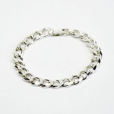 Everyday Silver Cuban Link Bracelet, Everyday Sterling Silver Bracelet With Chunky Chain, Classic Sterling Silver Chunky Chain Bracelet, Everyday Sterling Silver Bracelet With Curb Chain, Modern Silver Cuban Link Bracelet With Chunky Chain, Minimalist Silver Bracelets With Chunky Chain, Silver Minimalist Bracelet With Chunky Chain, Silver Minimalist Curb Chain Bracelet, Silver Curb Chain Minimalist Bracelet