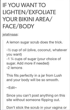 the recipe for lemon scrub is shown in black and white