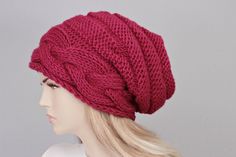 🔘 These beanie hats or slouchy beanie hats was knitted with quality Wool Acrylic yarn which are very soft and not itchy. ATTENTION! 🔘 If you buy any 3 scarves, crochet jewelry, turban hat, gloves or hats, you can choose extra any item from my shop as gift. The item you choose, should not cost more than 12.99 USD! Do not purchase the item that you choose. Just send the link or photo as message to me. If you not choose a free item, we are going to ship you any item that we choose for you... 🔘 I Scarves Crochet, Slouchy Beanie Hats, Cherry Color, Turban Hat, Oversize Knit, Slouchy Hat, Slouchy Beanie, Knit Hat, Crochet Jewelry