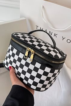 This Black Checkered Zipper Large Cosmetic Bag with Handle is designed with a sleek and stylish black checkered pattern. The sturdy zipper ensures secure storage for your cosmetics, and the large size provides ample space for all your beauty essentials. With a convenient handle, this bag is perfect for on-the-go use. Size Chart (CM) Sizes Length Height Width ONE SIZE 22~23 14~14.5 13~13.5 Size Chart (INCH) Sizes Length Height Width ONE SIZE 8.7 5.5 5.1 Emu Australia Boots, Bags Makeup, Large Cosmetic Bag, Checkered Design, Black Checkered, Top Pants Set, Donate To Charity, Makeup Bags, Beauty Routine