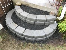 the steps are made out of concrete blocks