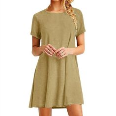 2024 Women's Summer Casual T-Shirt Dresses Crew Neck Beach Cover up Solid Color Loose Short Tunic Dress Welcome to our store, I wish you a happy shopping Our products are produced in our own factory with various styles We offer various discounts, and we offer a 30-day quality guarantee please rest assured to place an order If you have any questions, please feel free to contact me, it is our honor to serve you SOMEONE ASKED Q: Is the quality of the clothes as described? A: Yes, if the product you Spring Crew Neck T-shirt Dress, Spring Solid Color Crew Neck T-shirt Dress, Casual Solid Color Crew Neck Dress, Solid Crew Neck T-shirt Dress For Spring, Summer Short Sleeve T-shirt Dress, Summer T-shirt Dress With Short Sleeves, Solid Color Short Sleeve T-shirt Dress For Summer, Casual Short Sleeve Shift Top, Knee-length Relaxed Fit T-shirt Dress For Summer