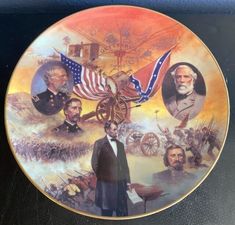 a plate with an image of abraham lincoln and other presidents