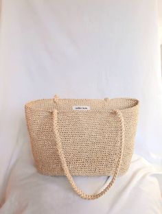 Handmade Elin Raffia Bag Raffia Bag Handmade Bag Crochet - Etsy Raffia And Leather Bag, Crochet Natural Fiber Beach Bag, Rectangular, Summer Hand-knitted Natural Straw Bag, Luxury Raffia Bag, Eco-friendly Natural Crochet Rattan Bag, Raffia Tote Bag, Crochet Etsy, Crochet Tote Bag, Raffia Bag