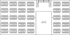 the seating plan for an event with rows of seats and numbers on each seat area