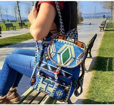 This handwoven authentic Night Blue backpack is %100 hand made. The bag has a unique motif and a beautiful color scheme. Motifs of our bags have different meanings that came from ancient times. Ancient people in Anatolia use different handwoven rugs - carpets kilims at home as a charm to expect wellness.  Nowadays, We use motifs of kilim for fashion and help to give charms people to bring wellness. This motif has a green diamond shape eye in the middle. It means to make owner  popular in society Bohemian Handmade Travel Backpack, Bohemian Handmade Backpack For Travel, Handmade Multicolor Standard Backpack, Bohemian Handmade Backpack, Bohemian Handmade Standard Backpack, Handmade Bohemian Standard Backpack, Handmade Multicolor Travel Backpack, Casual Handmade Outdoor Bag, Casual Handmade Bags For Outdoor