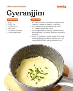 an image of a recipe for gyeranin in a pan on a cutting board