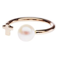 Cross Ring White Pearl 14 k Gold J Dauphin J DAUPHIN "Believing is destiny" Handmade in Los Angeles This ring is made to order and takes 3-4 weeks to be completed Pearl Gold Ring, White Pearl Ring, Gold Rings Fashion, Contemporary Ring, Harvey Nichols, Cross Ring, Modern Ring, Fashion Ring, Gold Cross