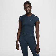 Up for a workout or down to chill, this Nike One Fitted top is ready for whatever you are. Midweight, peachy-soft ribbed fabric stretches with your every move and dries quickly. Slightly cropped and snug, it's ready to meet your favorite high-waisted leggings for a head-to-toe look that you can feel confident and comfortable in from your morning stroll to your evening wind-down—and at all the stops in between. Ribbed Crew Neck Top For Sports, Fitted Functional Sports Tops, Functional Fitted Tops For Workout, Nike Functional High Stretch Tops, Functional Nike High Stretch Tops, High Stretch Ribbed Athleisure Tops, High Stretch Ribbed Tops For Athleisure, Ribbed High Stretch Tops For Athleisure, Nike Fitted Solid Tops