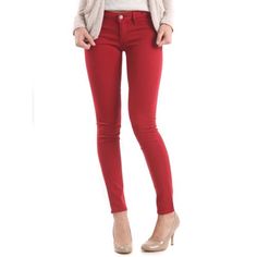 New With Tags, Candy Apple Color Red Fitted Mid-rise Jeans, Fitted Mid-rise Red Jeans, Chic Red Stretch Jeans, Chic Fitted Red Jeans, Chic Mid-rise Red Jeans, Chic Red Mid-rise Jeans, Red Mid-rise Jeans For Workwear, Red Mid-rise Jeans For Work, Apple Coloring