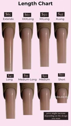 Nail Sizes Shape Chart Long, Square Nail Sizes, Acrylic Nail Chart Length, Nails Acrylic Length Chart, Square Nails Length Chart, Acrylic Nails Length Chart Square, Length Nails Chart, Different Types Of French Tip Nails Chart, Acrylic Nail Sizes Chart Length