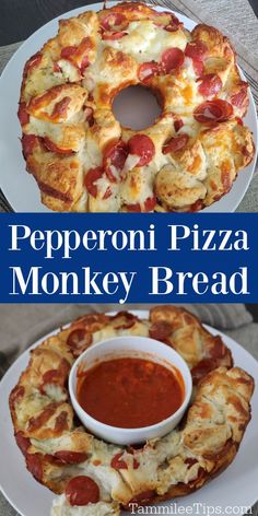 pepperoni pizza monkey bread on a white plate