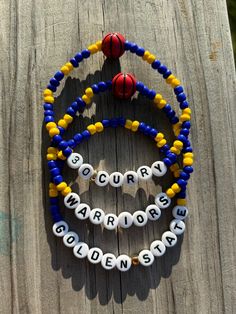 Golden State Warriors Basketball Bracelets Basketball Golden State Warriors, Golden State Warriors Basketball, Warriors Basketball, Des Baskets, Steph Curry, Golden State Warriors, Golden State, Friendship Bracelets, Jewelry Bracelets