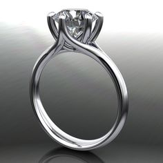 Avery features a gorgeous 2 carat diamond cut NEO moissanite at the center, and it's so awesome, all it needed was this elegant 6-prong setting to show it off. From the side, it looks like a beautiful goblet. The NEO is diamond cut, G-H in color and stunning clarity. See one here in a video - https://www.instagram.com/p/BLRm84fhRjY/?taken-by=jhollywooddesigns Did you know when you purchase an engagement ring from us, we'll take $100 off any wedding band over $1,000? Purchase the band now or in t Moissanite Engagement Ring Round, Engagement Ring Types, Engagement Ring Round, Diamond Rings Design, Diamond Alternatives, Dream Engagement, Engagement Rings Round, Round Moissanite, Moissanite Ring