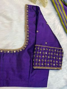 Purple Maggam Blouse with Zari,Stones and Embroidery Flower Motifs, Wedding Aari work blouse Kancipuram Pattu saree Aari work silk choli 2 Maggam Work Blouse Designs Simple For Pattu Sarees, Kundan Saree With Motifs, Anarkali Kundan Saree With Motifs, Art Silk Wedding Blouse With Motifs, Anarkali Blouse Piece With Dori Work In Purple, Wedding Blouse With Motifs In Art Silk, Wedding Blouse With Banarasi Silk And Motifs, Wedding Blouse In Banarasi Silk With Motifs, Wedding Blouse With Silk Motifs