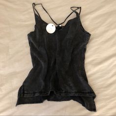 En Crme Strappy Hi-Lo Tank, Never Worn With Tags, Size Medium, Faded Black, 100% Rayon, Hand Wash. Hand Wash, Womens Tops, Size Medium, Tank Tops, Tags, Women Shopping, Black, Color