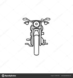 a black and white line drawing of a motorbike on a white background stock photo