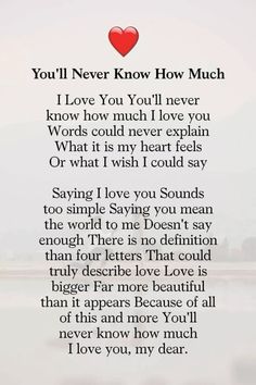 a poem that reads you'll never know how much i love you, and it is