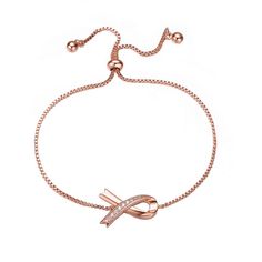 "This gorgeous 18k rose gold over sterling silver cubic zirconia loop bracelet is the perfect way to add something exciting to your daily look. This gorgeous 18k rose gold over sterling silver cubic zirconia loop bracelet is the perfect way to add something exciting to your daily look. Metal: sterling silver Length: 7 in. Plating: 18k rose gold Packaging: boxed Finish: polished Additional details: cubic zirconia accents, adjustable design Gemstones may have been treated to enhance their appearan Elegant Rose Gold Chain Bracelet As Gift For Her, Rose Gold Diamond Chain Bracelet For Anniversary, Elegant Rose Gold Bracelets For Mother's Day, Anniversary Rose Gold Diamond Chain Bracelet, Adjustable Sterling Silver Chain Bracelet In Rose Gold, Rose Gold Diamond Bracelet For Gift, Cubic Zirconia Diamond Bracelet In Rose Gold For Gift, Adjustable Rose Gold Diamond Bracelet Gift, Dainty Rose Gold Chain Bracelet With Cubic Zirconia