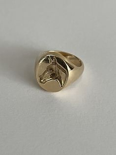 Rare!  Vintage Tiffany & Co. Signet 14k Gold Ring Horse Etching 11.5 gram Size 5  | eBay Horse Etching, Vintage Tiffany, Tiffany Jewelry, Ring Pictures, Tiffany And Co, 14k Gold Ring, Yellow Gold Ring, Yellow Gold Rings, Fine Silver