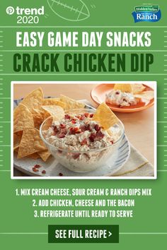 the recipe for this easy game day snack dip is ready to be eaten in minutes