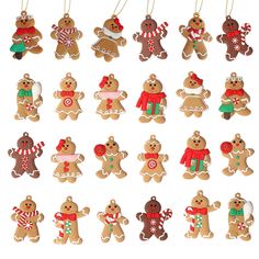 a group of wooden christmas ornament shaped like teddy bears