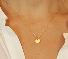 Customized Gold Circle Necklace // Simple Everyday Necklace // SMALL DISC Necklace // Vermeil Gold Tag on 14K Gold Fill Chain Gold Tag Necklace, Disk Necklace, Gold Tag, Gold Disc Necklace, Gold Circle Necklace, Bar Necklace Personalized, Sterling Necklaces, Gold Circle, Necklace Simple