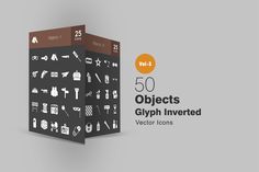 the 50 objects glyph inverted icon pack