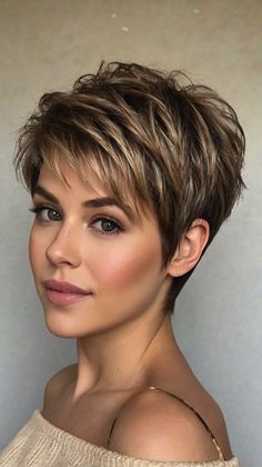 Effortless Short Layered Haircuts Ideas for Layered Pixie with Volume 💇 Balayage On Pixie Hair, Pixie Haircuts For Women Over 60, Layered Haircuts Short, Short Hair Back View, Short Layered Haircuts For Women, Super Short Pixie, Classic Bob Haircut, Short Hair Back, Layered Haircuts For Women